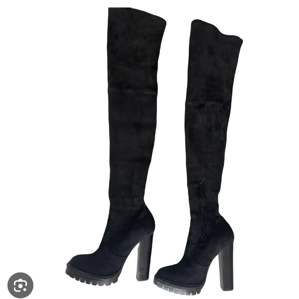 Amanda Gregory Black Over the Knee Suede Boots Size 38 (8)